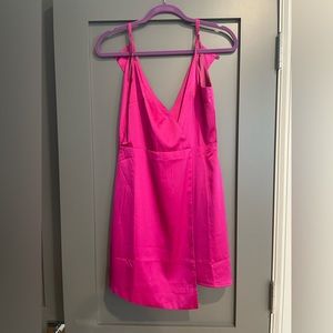 Hot pink V-neck style dress